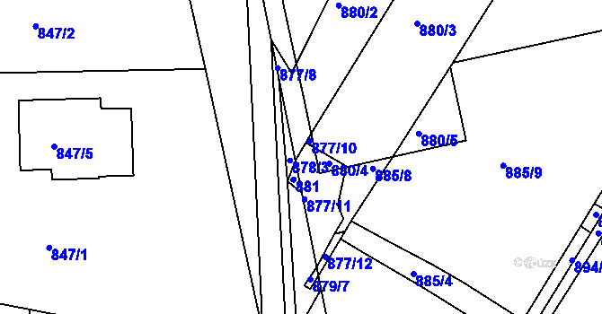 Parcela st. 877/9 v KÚ Třemošná, Katastrální mapa