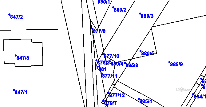 Parcela st. 877/10 v KÚ Třemošná, Katastrální mapa