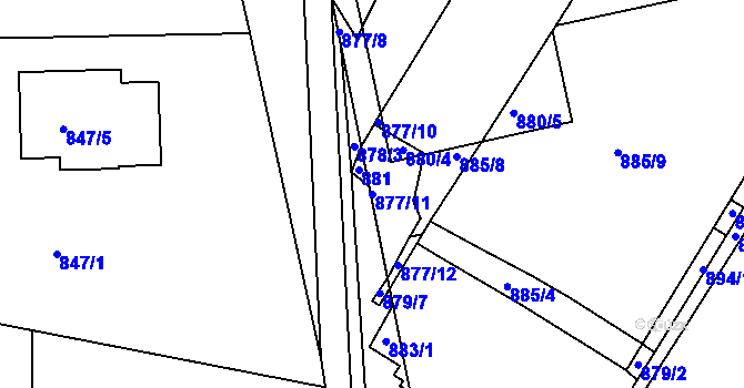 Parcela st. 877/11 v KÚ Třemošná, Katastrální mapa