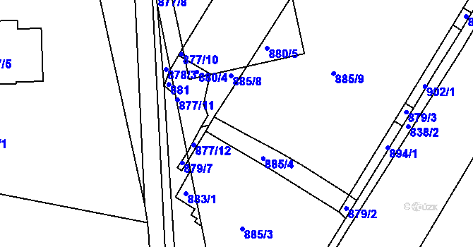 Parcela st. 877/13 v KÚ Třemošná, Katastrální mapa