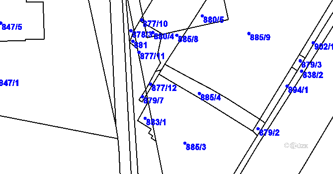 Parcela st. 877/14 v KÚ Třemošná, Katastrální mapa