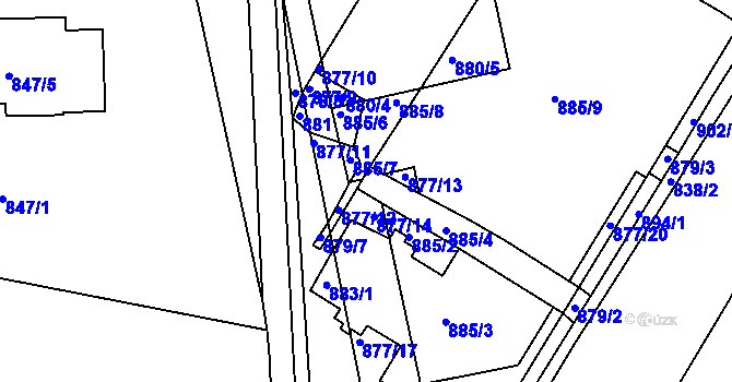 Parcela st. 877/15 v KÚ Třemošná, Katastrální mapa