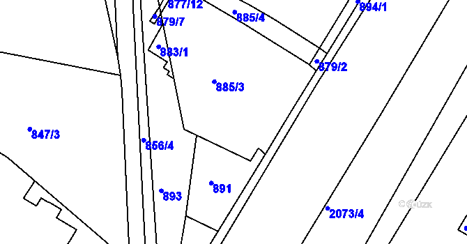 Parcela st. 877/16 v KÚ Třemošná, Katastrální mapa
