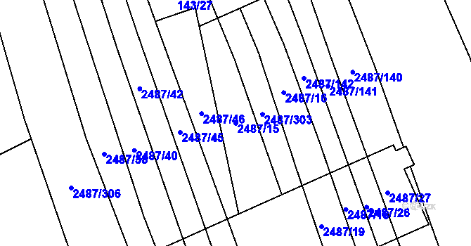 Parcela st. 2487/15 v KÚ Třemošná, Katastrální mapa