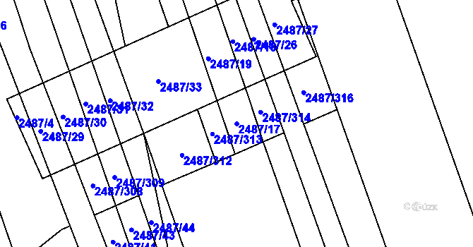 Parcela st. 2487/17 v KÚ Třemošná, Katastrální mapa