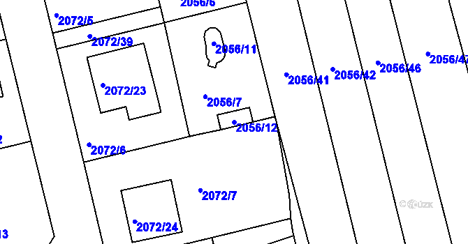 Parcela st. 2056/12 v KÚ Třemošná, Katastrální mapa