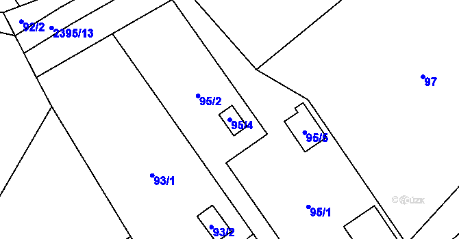 Parcela st. 95/4 v KÚ Třemošná, Katastrální mapa