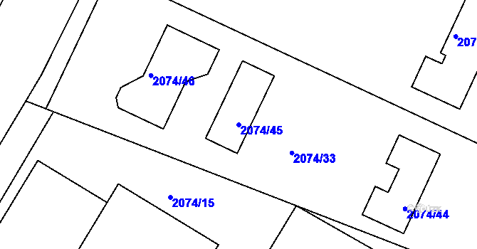 Parcela st. 2074/45 v KÚ Třemošná, Katastrální mapa