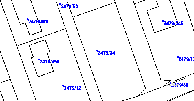 Parcela st. 2479/34 v KÚ Třemošná, Katastrální mapa