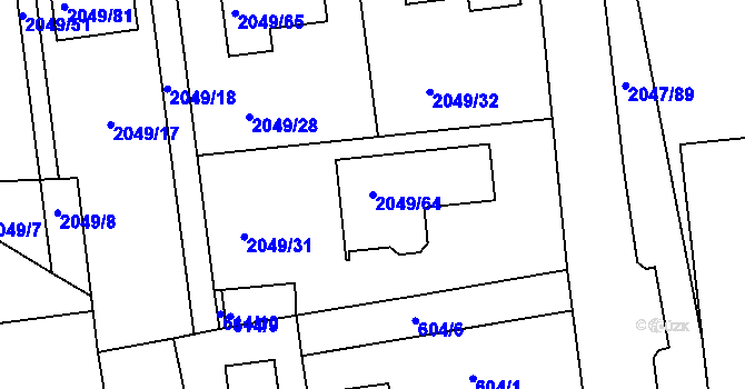 Parcela st. 2049/64 v KÚ Třemošná, Katastrální mapa