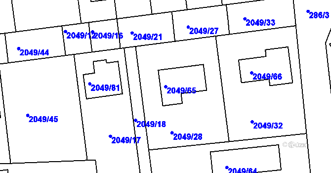 Parcela st. 2049/65 v KÚ Třemošná, Katastrální mapa