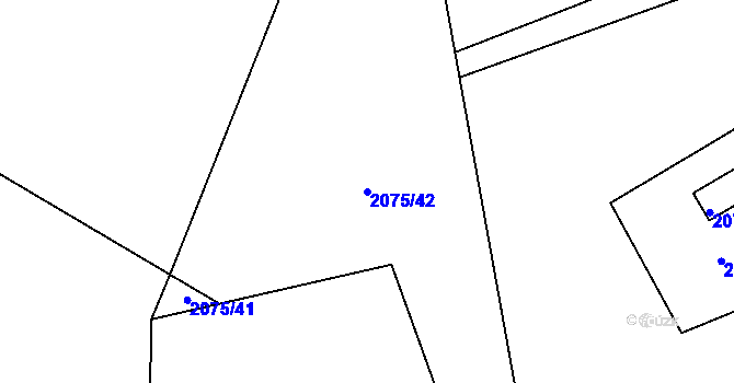 Parcela st. 2075/42 v KÚ Třemošná, Katastrální mapa