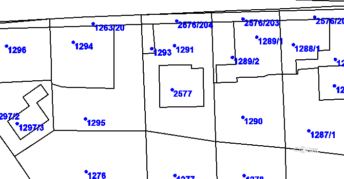Parcela st. 2577 v KÚ Třemošná, Katastrální mapa