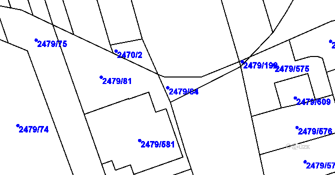 Parcela st. 2479/64 v KÚ Třemošná, Katastrální mapa