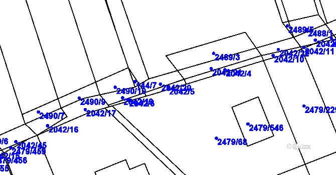 Parcela st. 2042/5 v KÚ Třemošná, Katastrální mapa