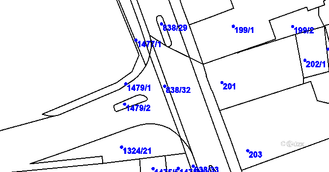 Parcela st. 838/32 v KÚ Třemošná, Katastrální mapa