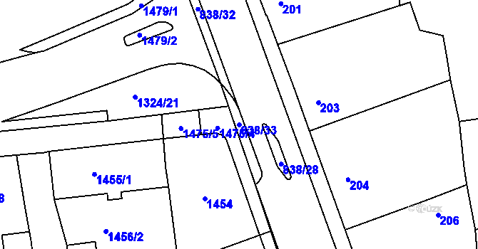 Parcela st. 838/33 v KÚ Třemošná, Katastrální mapa