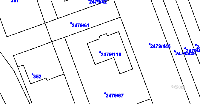 Parcela st. 2479/110 v KÚ Třemošná, Katastrální mapa