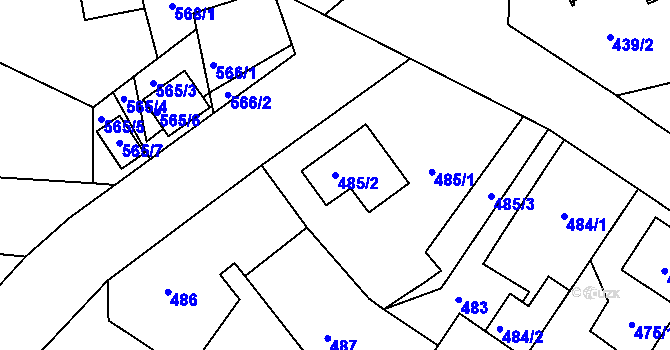 Parcela st. 485/2 v KÚ Třemošná, Katastrální mapa