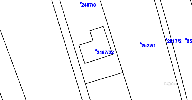Parcela st. 2487/22 v KÚ Třemošná, Katastrální mapa