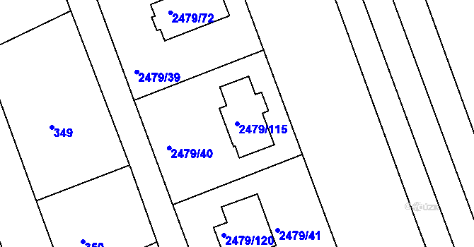 Parcela st. 2479/115 v KÚ Třemošná, Katastrální mapa