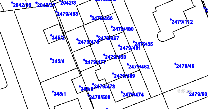 Parcela st. 2479/468 v KÚ Třemošná, Katastrální mapa