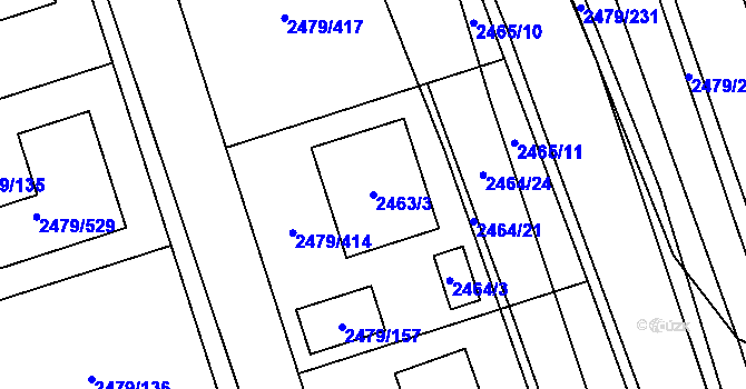 Parcela st. 2463/3 v KÚ Třemošná, Katastrální mapa