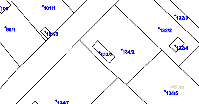 Parcela st. 133/2 v KÚ Třemošná, Katastrální mapa