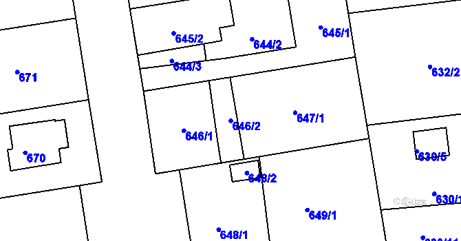 Parcela st. 646/2 v KÚ Třemošná, Katastrální mapa