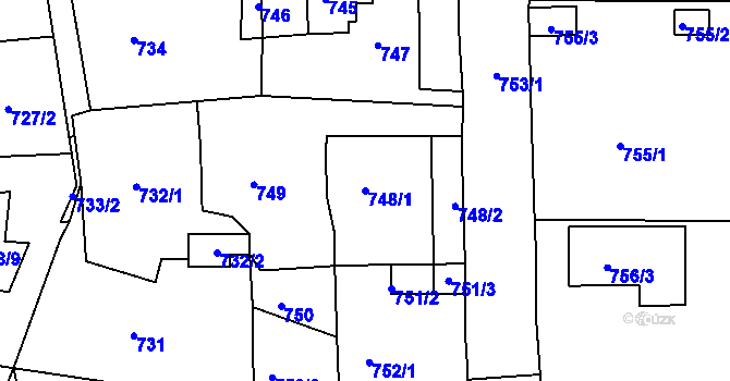 Parcela st. 748/1 v KÚ Třemošná, Katastrální mapa