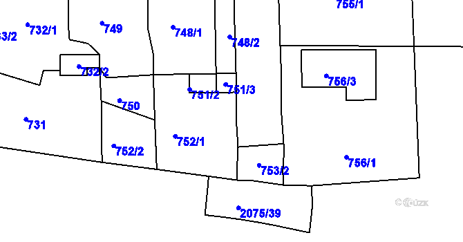 Parcela st. 751/4 v KÚ Třemošná, Katastrální mapa