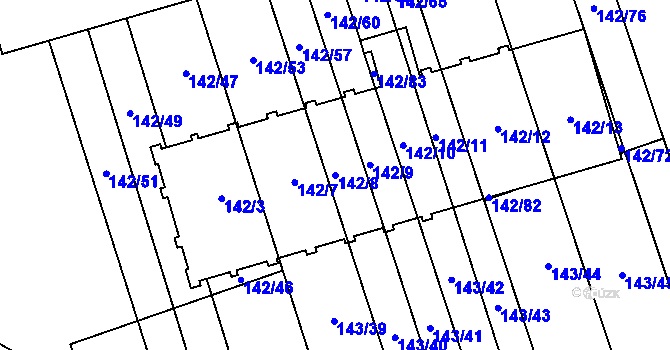 Parcela st. 142/8 v KÚ Třemošná, Katastrální mapa
