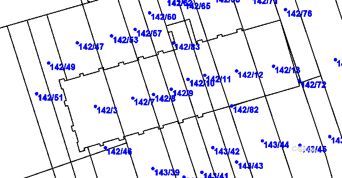 Parcela st. 142/9 v KÚ Třemošná, Katastrální mapa