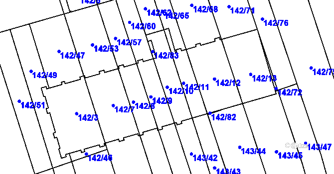 Parcela st. 142/10 v KÚ Třemošná, Katastrální mapa