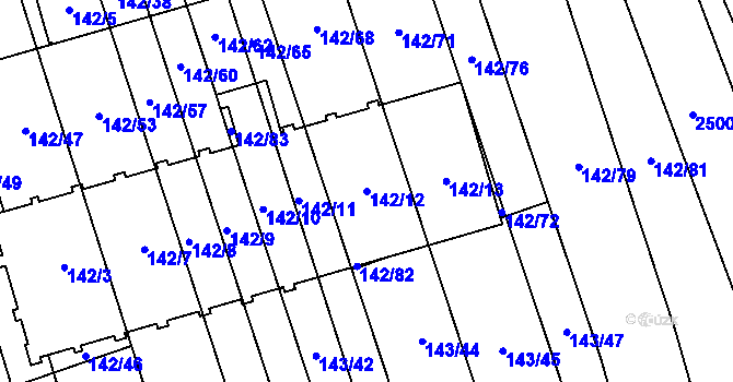 Parcela st. 142/12 v KÚ Třemošná, Katastrální mapa