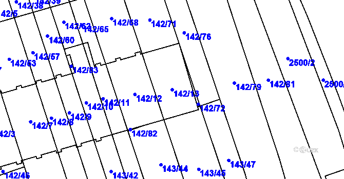 Parcela st. 142/13 v KÚ Třemošná, Katastrální mapa