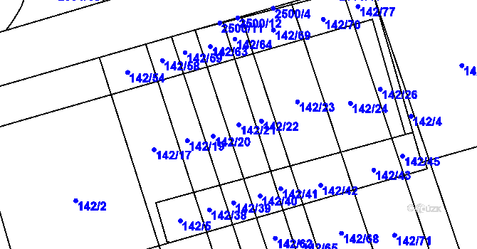 Parcela st. 142/21 v KÚ Třemošná, Katastrální mapa