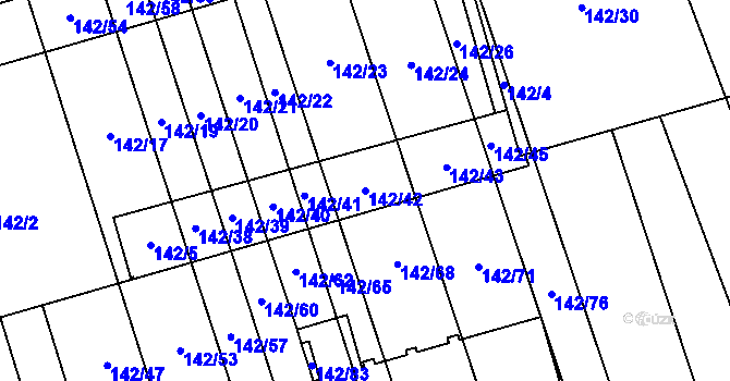 Parcela st. 142/42 v KÚ Třemošná, Katastrální mapa