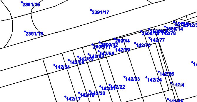 Parcela st. 142/64 v KÚ Třemošná, Katastrální mapa