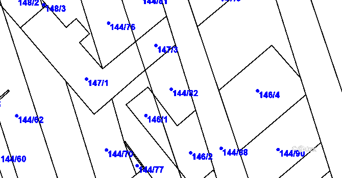 Parcela st. 144/82 v KÚ Třemošná, Katastrální mapa