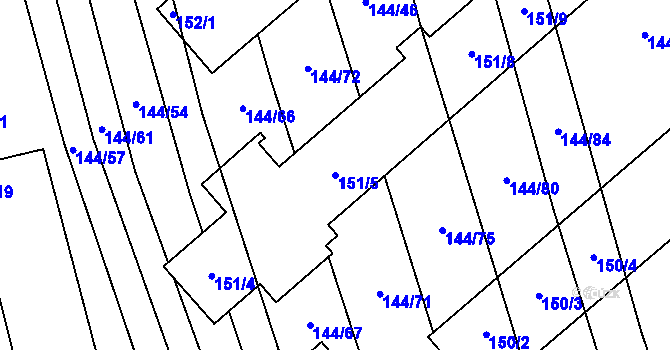 Parcela st. 151/5 v KÚ Třemošná, Katastrální mapa
