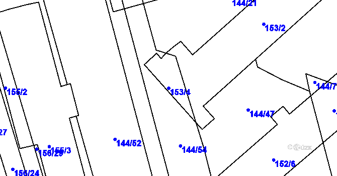 Parcela st. 153/4 v KÚ Třemošná, Katastrální mapa