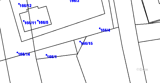 Parcela st. 166/15 v KÚ Třemošná, Katastrální mapa