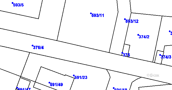 Parcela st. 593/14 v KÚ Třemošná, Katastrální mapa