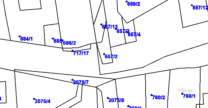 Parcela st. 657/2 v KÚ Třemošná, Katastrální mapa