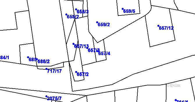 Parcela st. 657/4 v KÚ Třemošná, Katastrální mapa