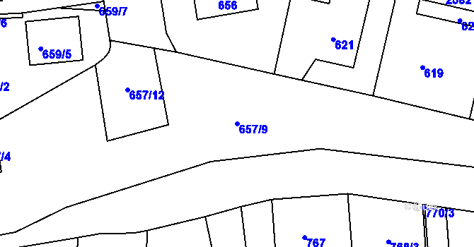 Parcela st. 657/9 v KÚ Třemošná, Katastrální mapa