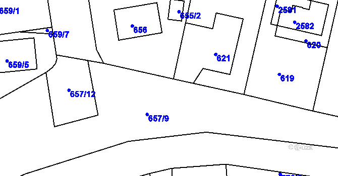 Parcela st. 657/11 v KÚ Třemošná, Katastrální mapa