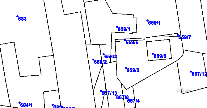 Parcela st. 658/3 v KÚ Třemošná, Katastrální mapa