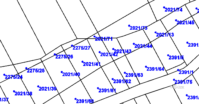 Parcela st. 2021/42 v KÚ Třemošná, Katastrální mapa